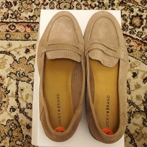 Lucky Brand Taupe Suede Loafer Shoes